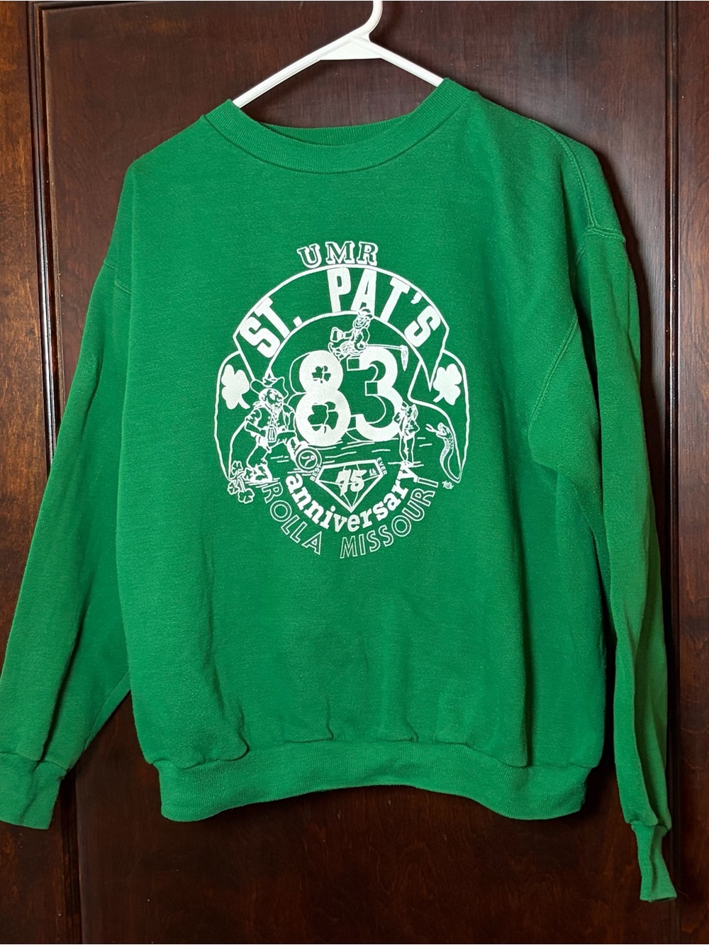 Vintage 1983 College Sweatshirt Large Missouri S&T UMR St. Patrick's Green 80s